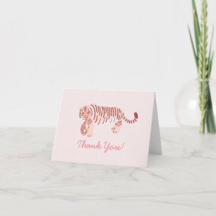 Pink Tiger Maman & Cub Baby shower Carte de remerc