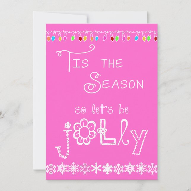 Pink Tis Season Fête Invitation (Devant)