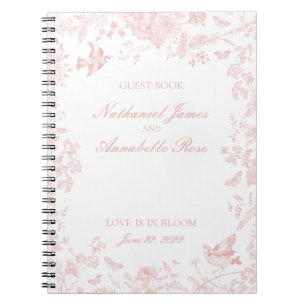 Pink Toile De Jouy Floral Mariage Livre d'or