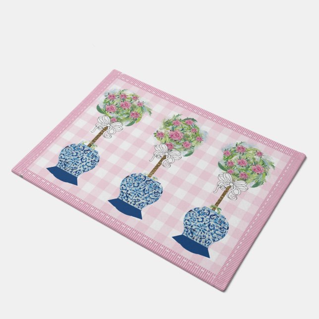 Pink Topio Bleu Rose Ginger Jar Doormat tapis (Incliné)