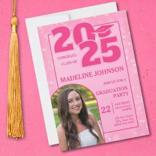 Pink Trendy Photo 2025 Graduation Invitation