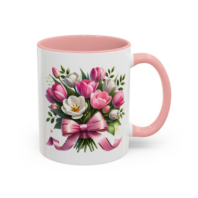 Pink Tulip Floral Mug Cute Gift (Créateur téléchargé)
