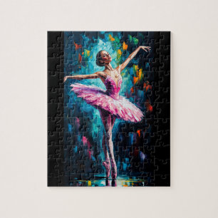 Pink Tutu Ballerina Puzzle – Colorful Dance Art on