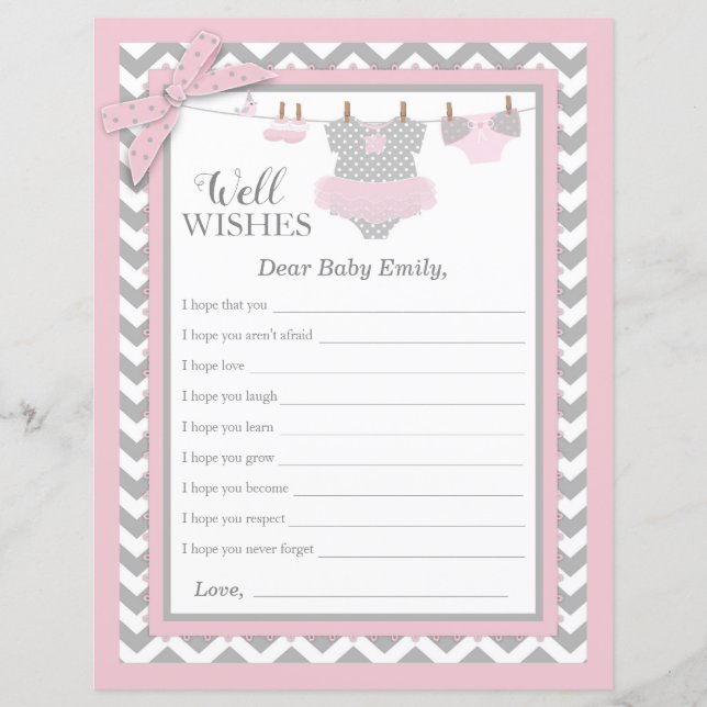 Pink Tutu Chevron Baby shower d'impression bien so (Devant)
