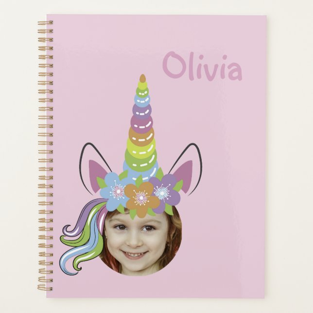 Pink Unicorn Hat Photo Named Back to School (Devant)