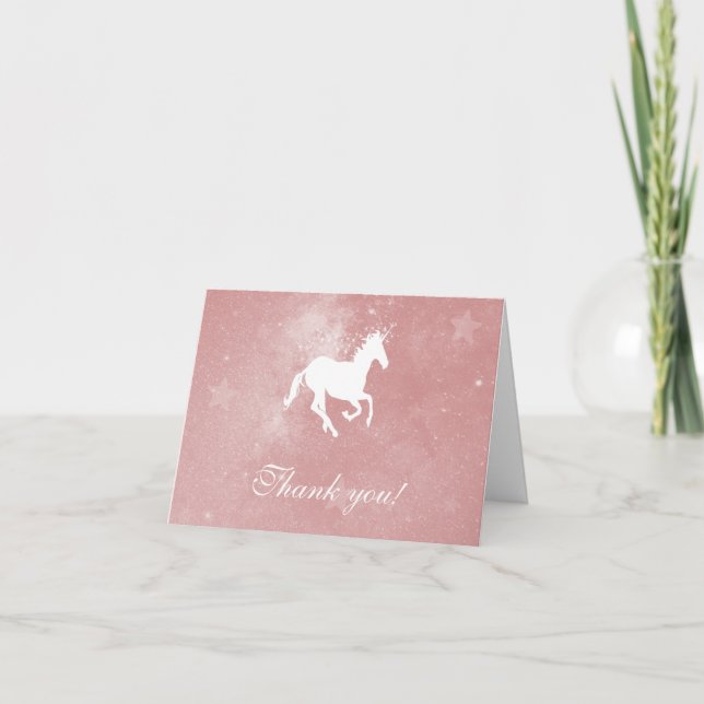 Pink Unicorn Mariage Merci Cartes (Devant)