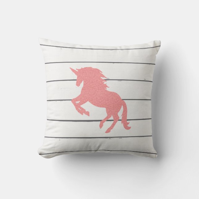 Pink Unicorn Shiplap Lance Oreiller (Recto)