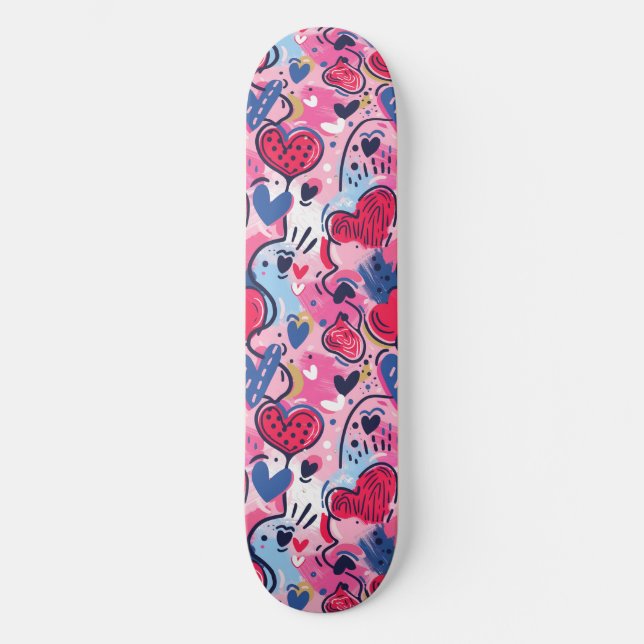 Pink unique Retro Y2K Design unique Skateboard (Recto)