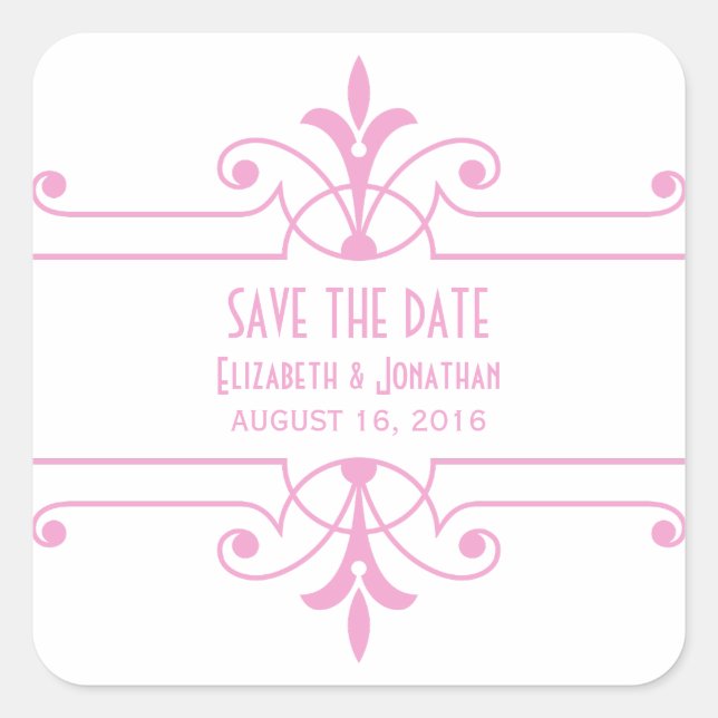 Pink v2 Fancy Ornamental Enregistrer Stickers Date (Devant)
