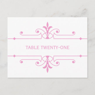 Pink v2 Fancy Ornamo Numéro de table Carte postale