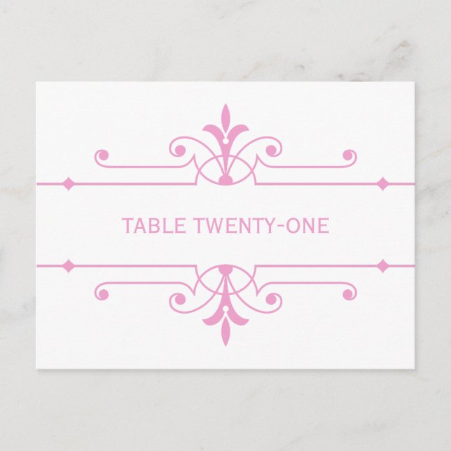 Pink v2 Fancy Ornamo Numéro de table Carte postale (Devant)