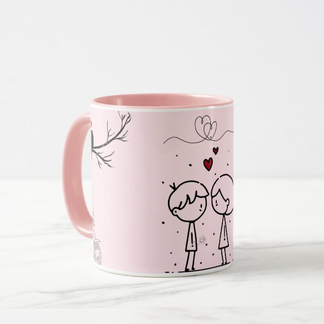 Pink Valentine’s Day Monogram Coffee Mug (Devant gauche)