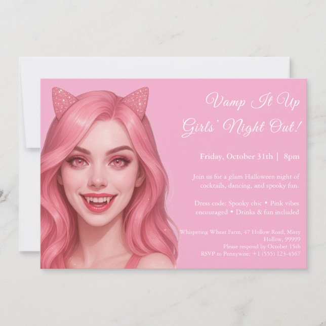 Pink Vampire | Invitation pour une soirée entre fi (Devant)