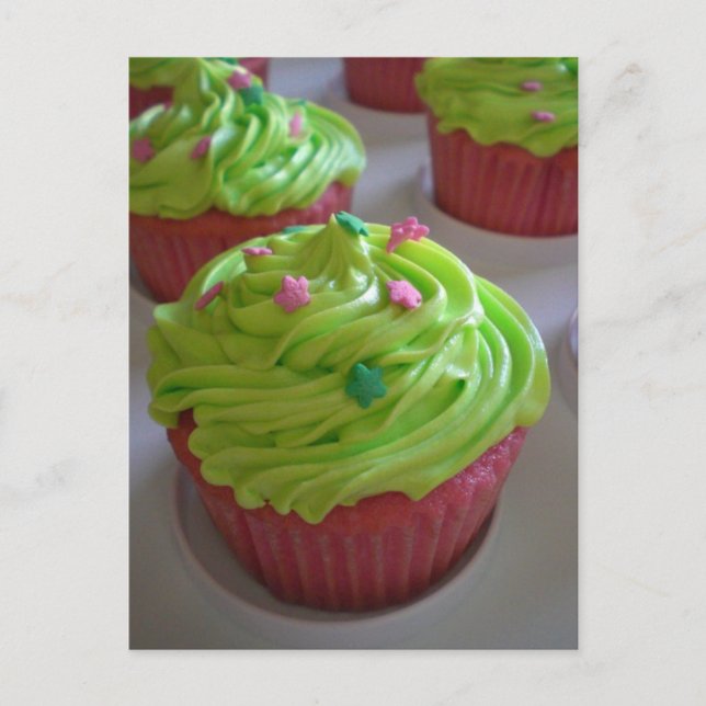 Pink vert douche Cupcakes Cartes postales (Devant)