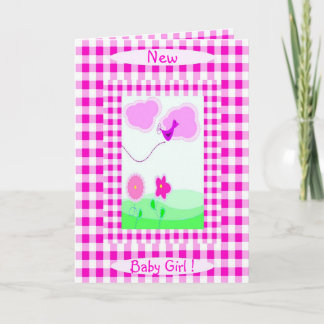Pink Vichy Nouveau bébé fille Faire-part