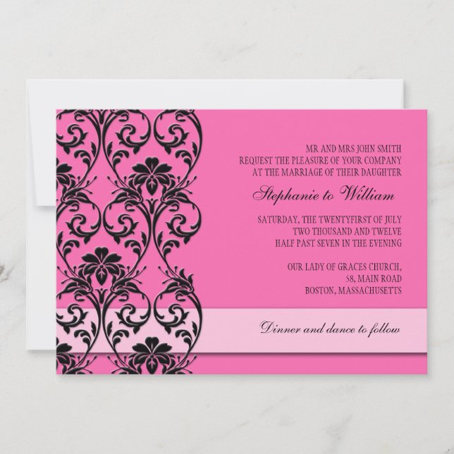 Pink Vintage Floral Faire-part de mariage (Devant)