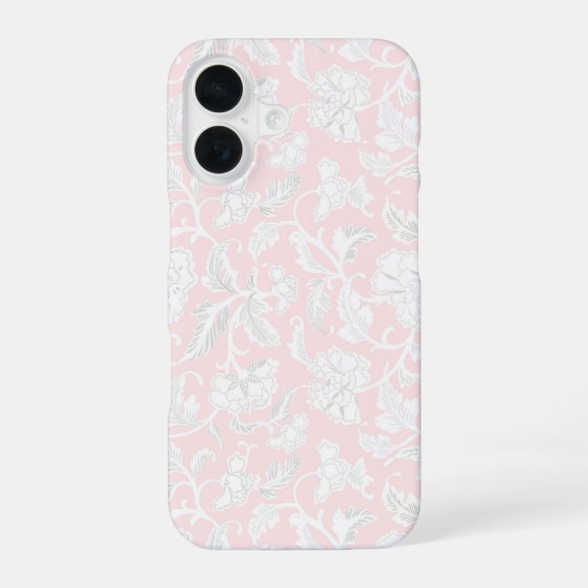 Pink Vintage Floral iPhone 16 coque (Verso)