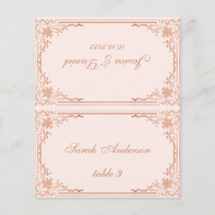 Pink Vintage imprimé Nom de l'invité Mariage Carte
