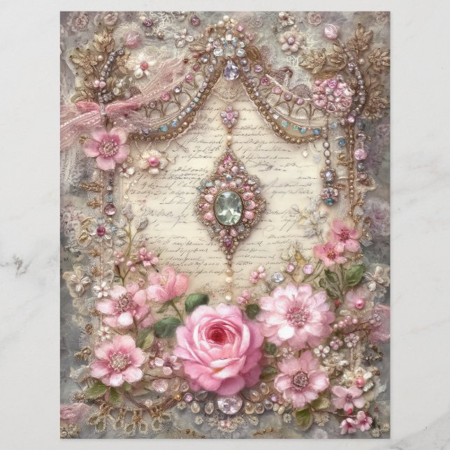 Pink Vintage Junk Journal Scrapbook Paper (Devant)