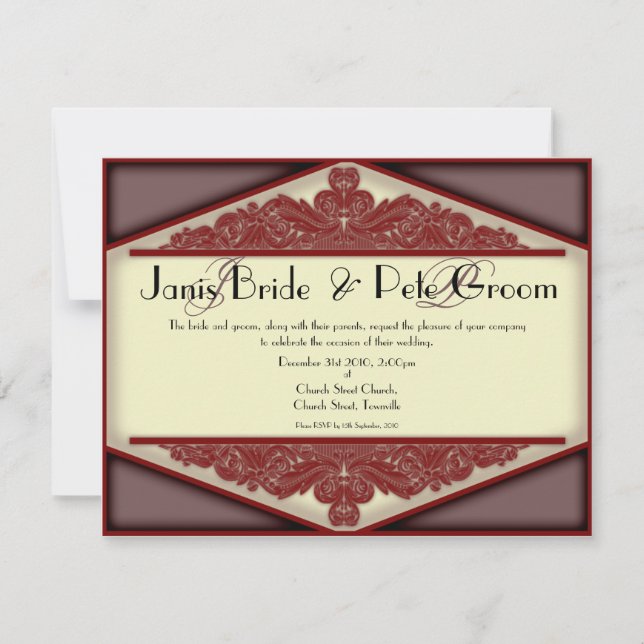 Pink Vintage monogrammé, faire-part de mariage (Devant)
