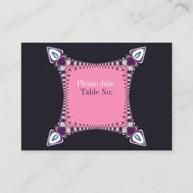 Pink violet unique Mariage Table Cartes de place (Devant)