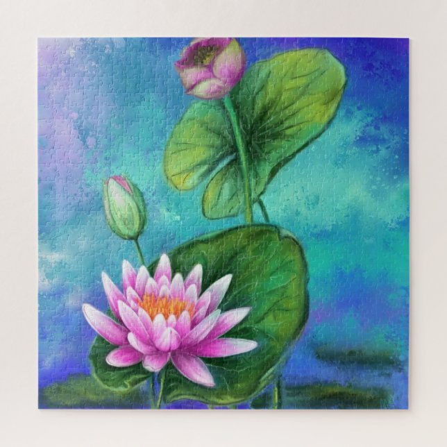 Pink Water Lily Puzzle Lys (Vertical)