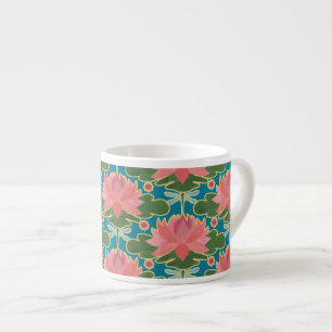 Pink Water Lys and Dragonflies Espresso Mug