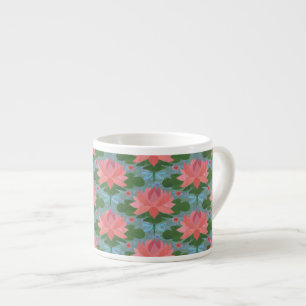 Pink Water Lys and Dragonflies Espresso Mug