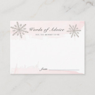 Pink Watercolo Snowflakes Baby shower Cartes de co