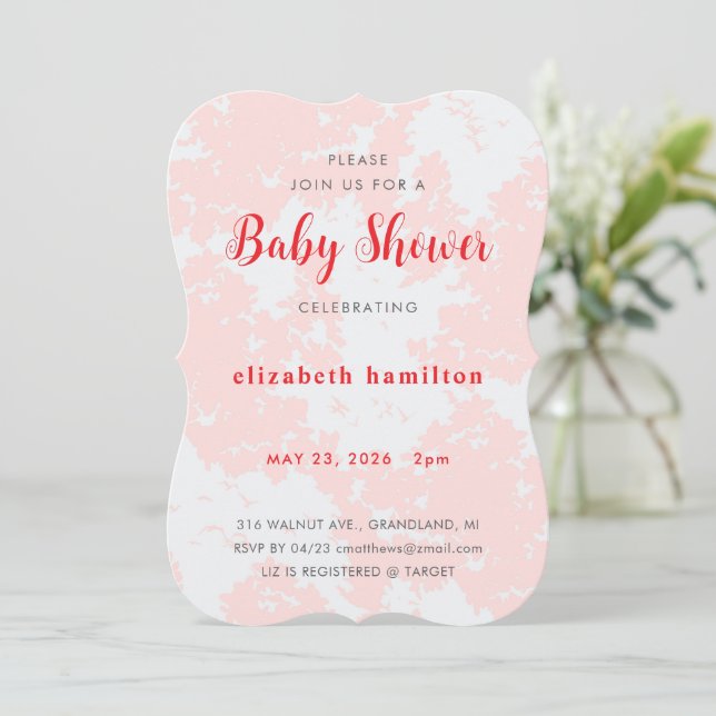 Pink Watercolor Baby Shower Invitation (Debout devant)