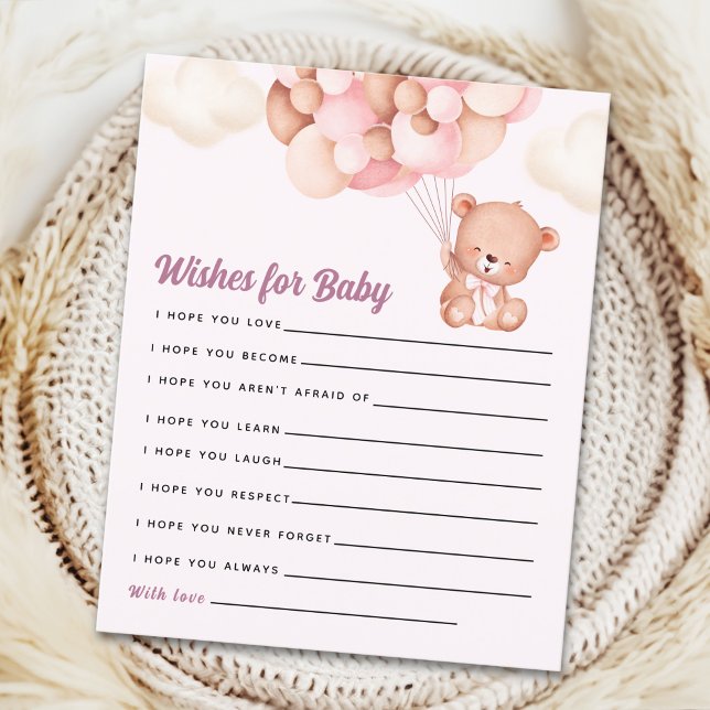 Pink Watercolor Bear Baby Shower Girl (Créateur téléchargé)