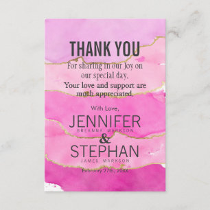 Pink Watercolor et Gold Merci Cartes