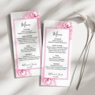 Pink Watercolor Roses programme de mariage carte p