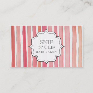Pink Watercolor Stripes Hair Stylliste Cartes