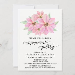 Pink Watercolor Tulips Engagement Party Invitation