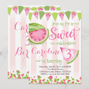 Pink Watermelon Anniversaire Fête Invitation Invit