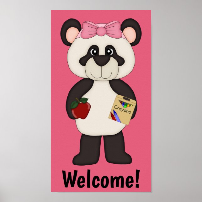 Pink Welcome School Girl Panda Poster (Devant)
