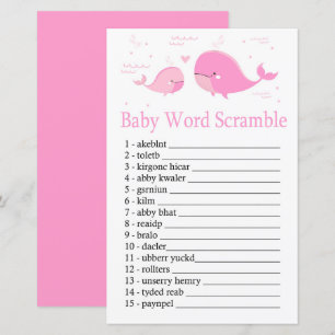 Pink Whale Baby jeu de mots scramble