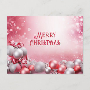 Pink White Christmas Balls Carte postale Noël