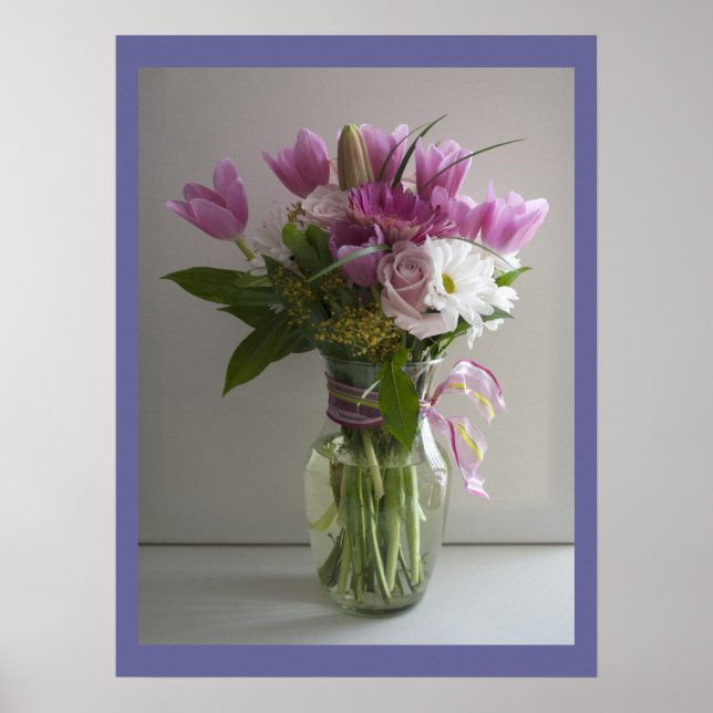 Pink & white flowers still life poster (Devant)