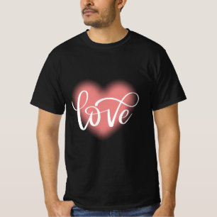 Pink White Heart Love Valentine's Day T-shirt