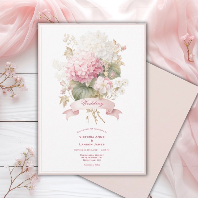 Pink White Hydrangeas Floral Wedding Invitation (Créateur téléchargé)