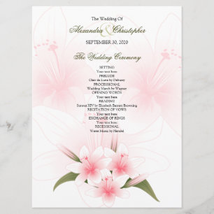 Pink & White Lilies Programme de mariage