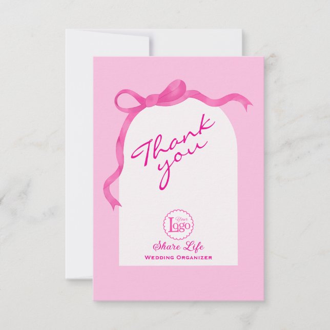 Pink White Wedding Organizer Business Thank you (Devant)