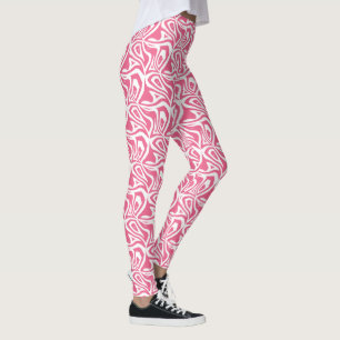 Pink & White Zebra Stripes Femmes Capris Leggings