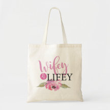 Pink Wifey 4 Lifey Bride Floral Sac fourre-tout ar