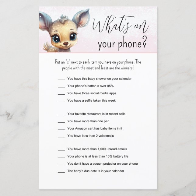 Pink Winter Girl Baby shower amusant jeu (Devant)