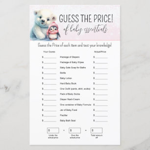 Pink Winter Girl Baby shower Guesser Jeu