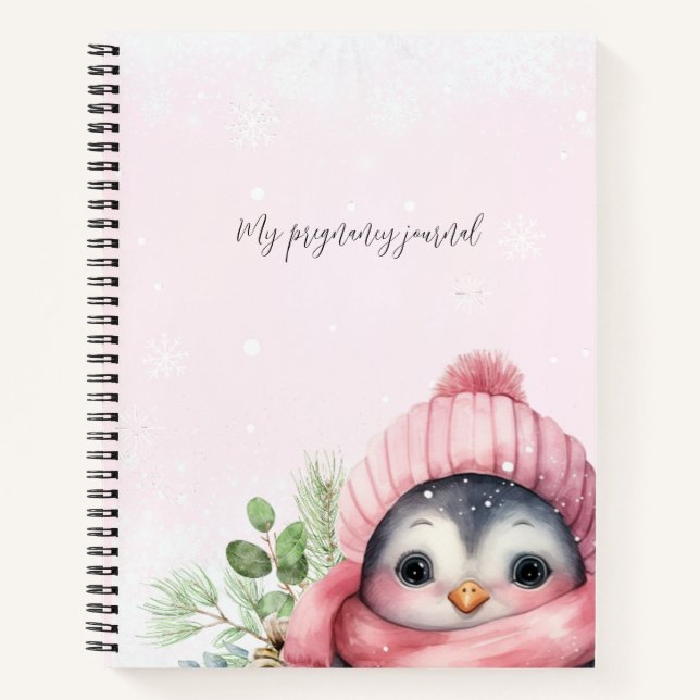 Pink Winter My Pregnancy Penguin Journal (Devant)