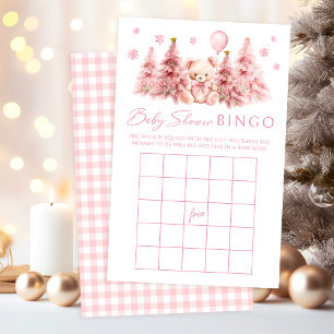 Pink Winter Teddy Ours Bébé Fille Douche Jeu Bingo